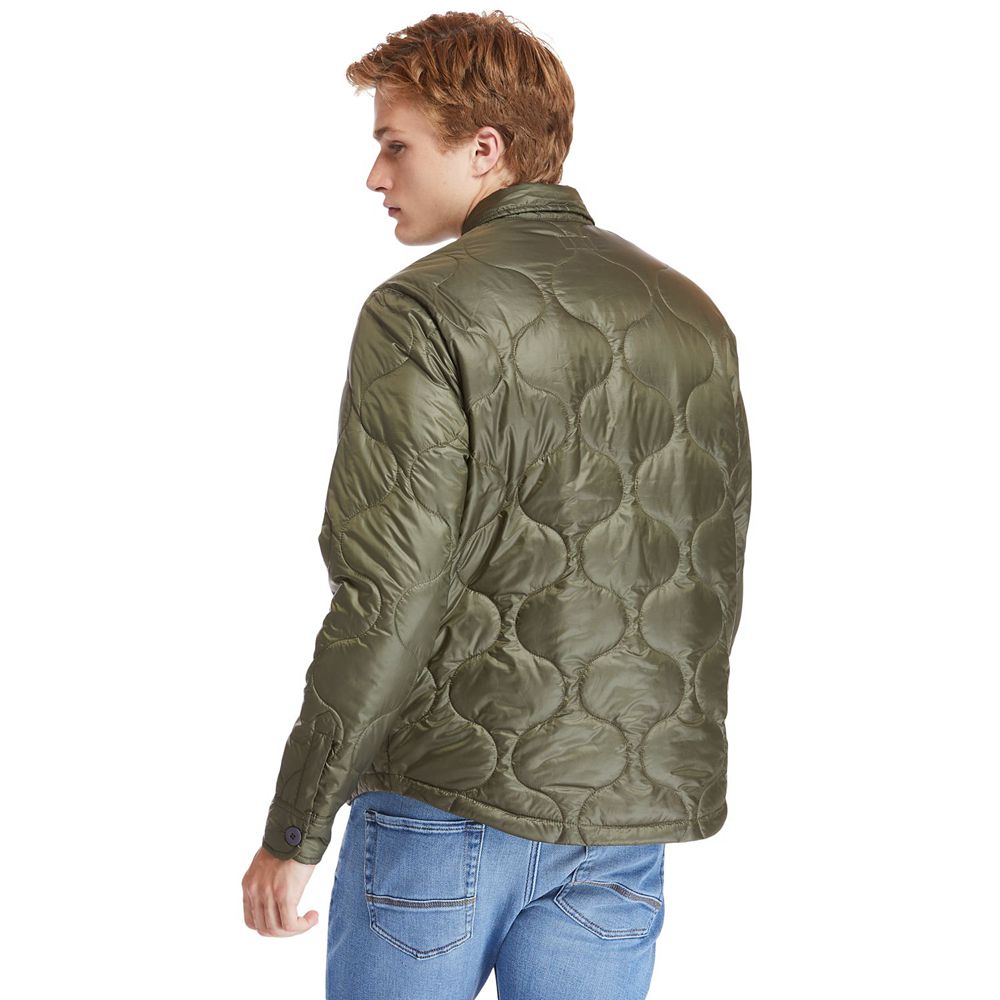 Timberland Mens Jackets Heritage Long-Sleeve Onion-Quilted Shirt - Olive - India XZ6390842